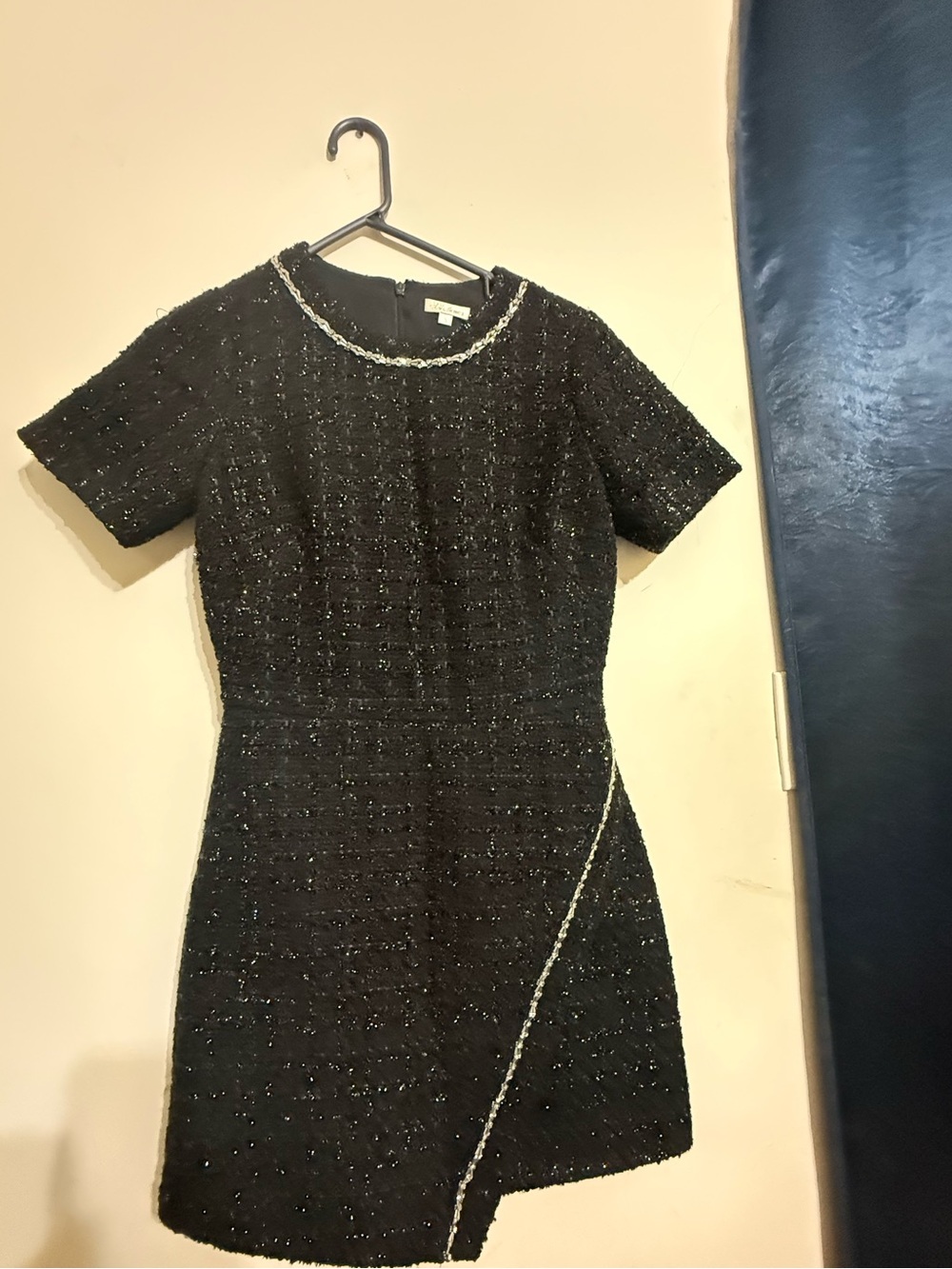 Shoshanna Black Tweed Mini Dress with Contrast Trim
